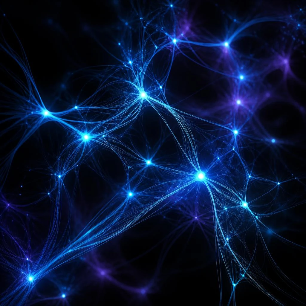 Abstract glowing network of connected nodes